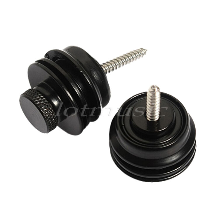 2 Pcs Flat Head Skidproof Round Strap Locks for Electric Guitar Parts Black