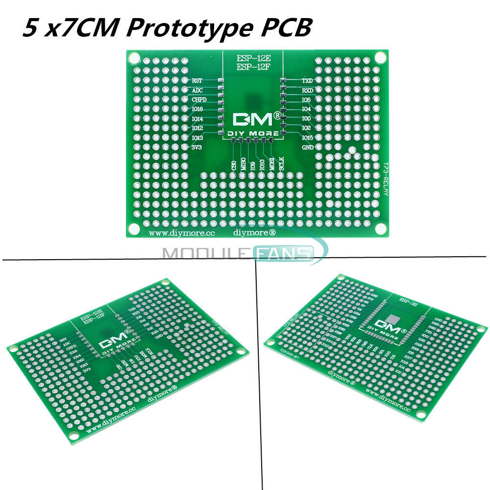 5X7CM 50X70mm Double Prototype PCB for ESP-32/ESP-32S ESP-12E/ESP-12F Wifi Relay