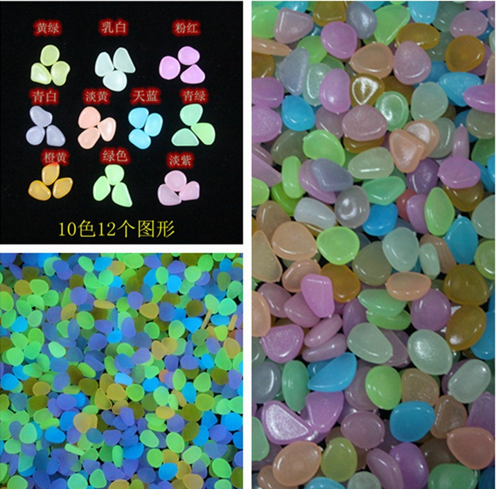 100PCS Glow in the Dark Luminous Pebbles Stones Fish Tank Aquarium Party Event