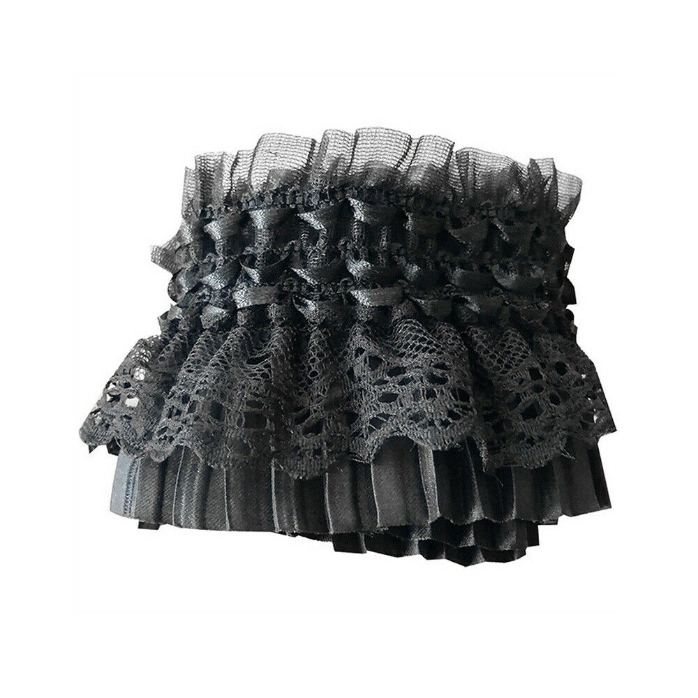 Lace Trim Fabric Pleated Ruffle Frill Sewing Elastic Lolita Sleeve Gothic DIY