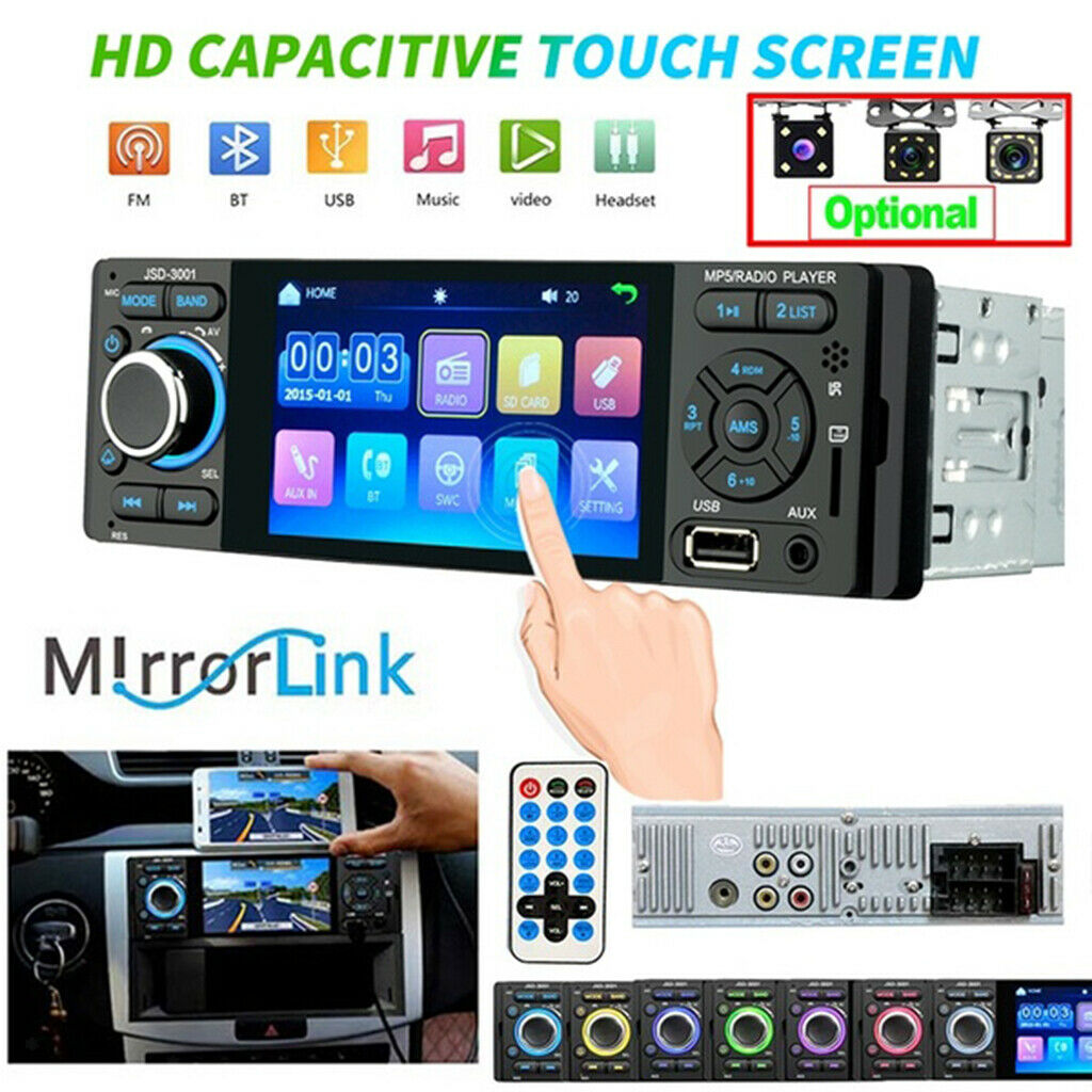 Single Din Car Stereo Radio Receiver, Car MP5 Player Head Unit,Support Bluetooth
