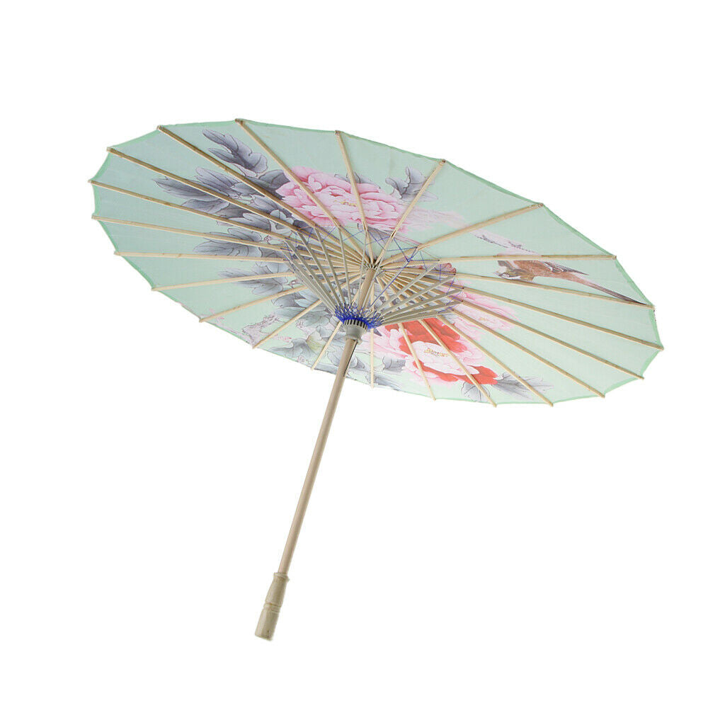 Silk Parasol (33-Inch, Peony) - Chinese/Japanese Paper Umbrella for Weddings and
