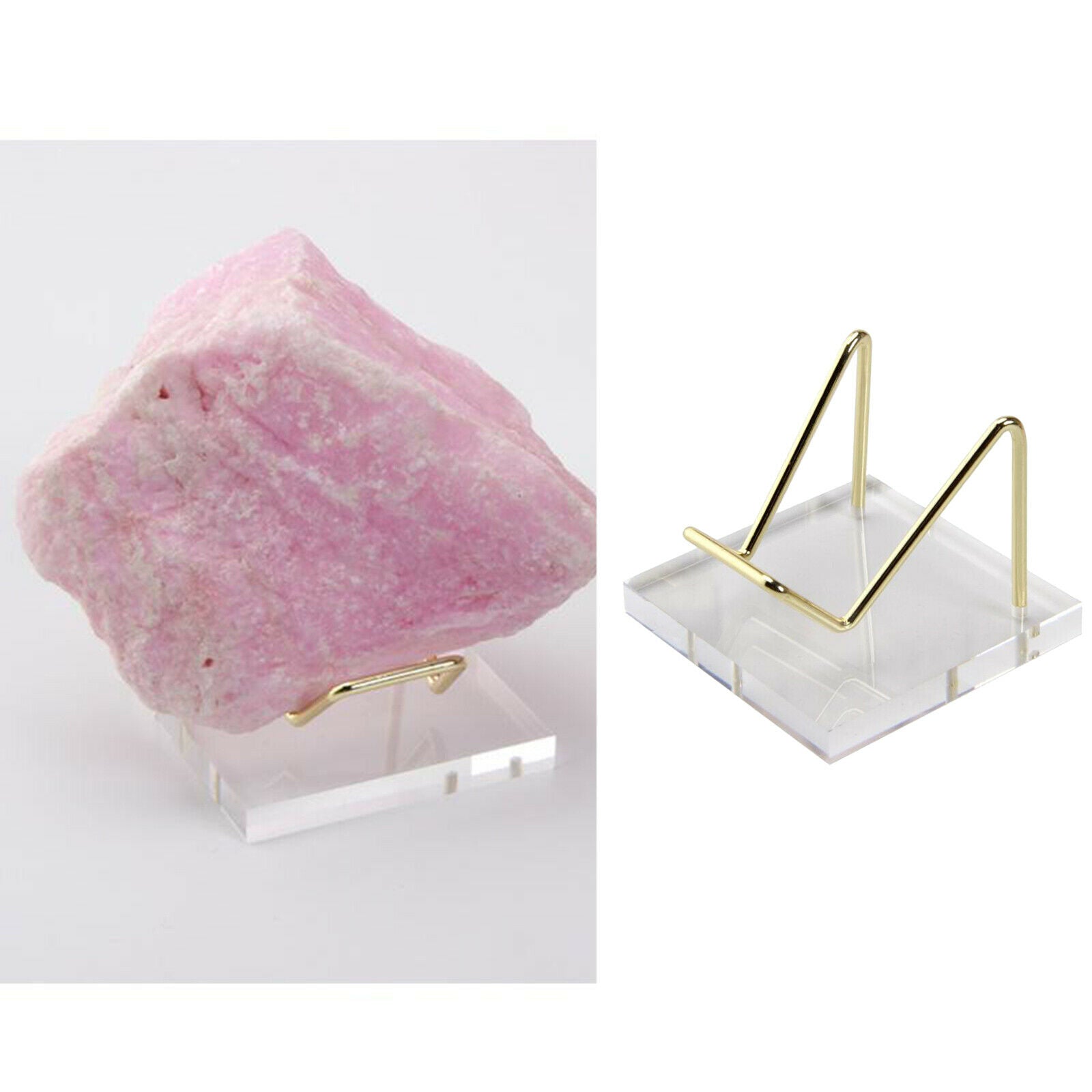 Transparent Acrylic Display Stand Easel for Mineral Fossil Rocks Quartz Medals