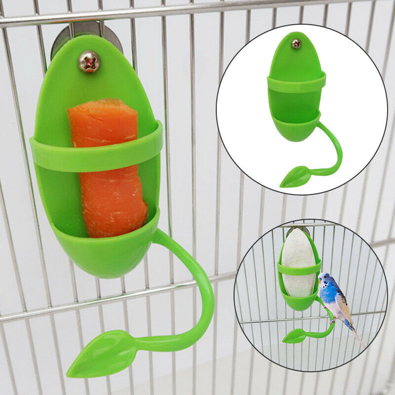 Birds Parrots Green Food Feeder Hanging on Cage Feeding Cup Stand Rack Toys 1PC