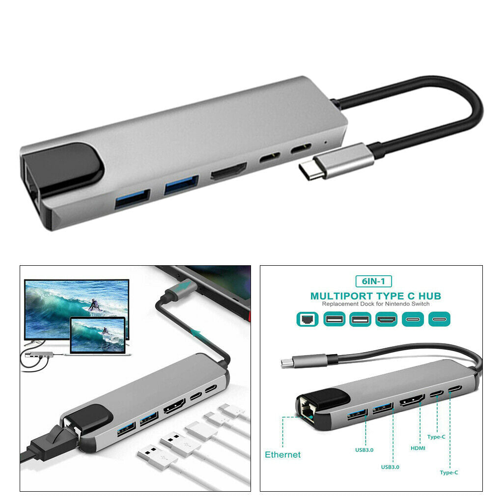 Multiport USB-C HUB to 4K HDMI USB3.0 PD Charge  Adapter For MacBook Pro Air