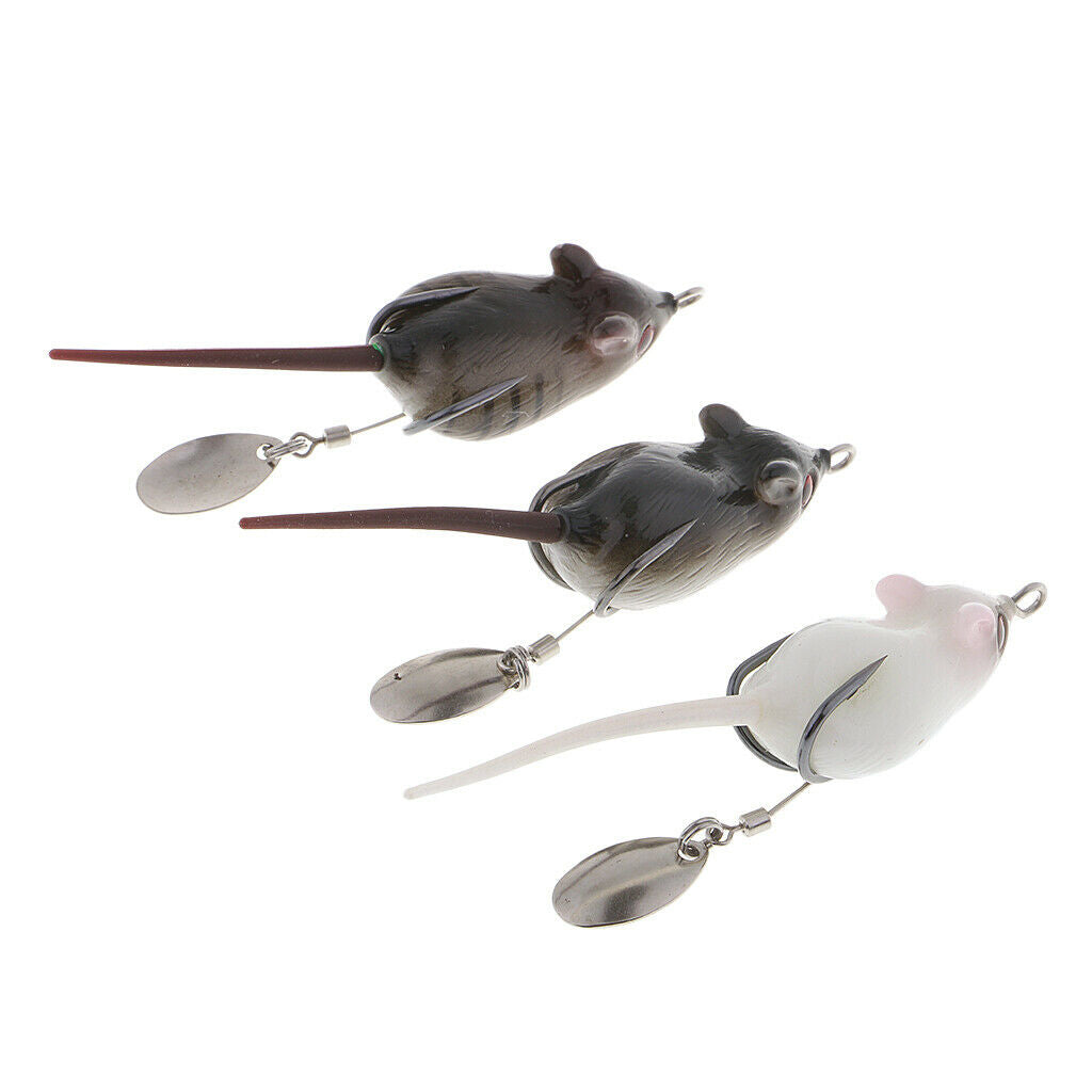 3pcs Mice Baits Frog Topwater Rat Lure Sequins Bait Artificial Fishing Lures