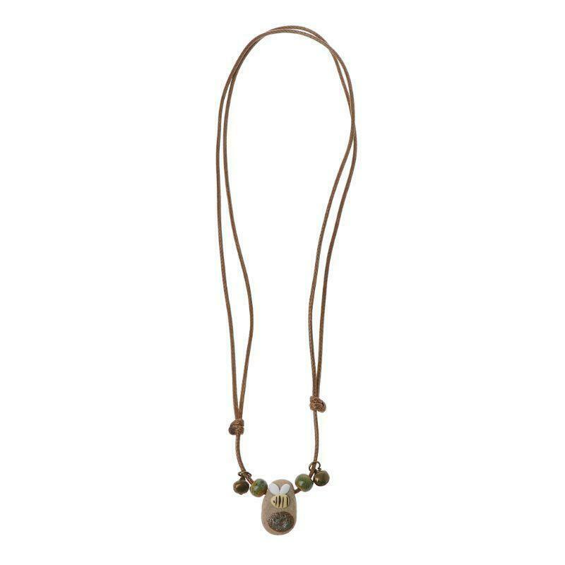 Ethnic Handmade Natural Stone Wind Bee Charm Pendant Necklace Fashion Jewelry