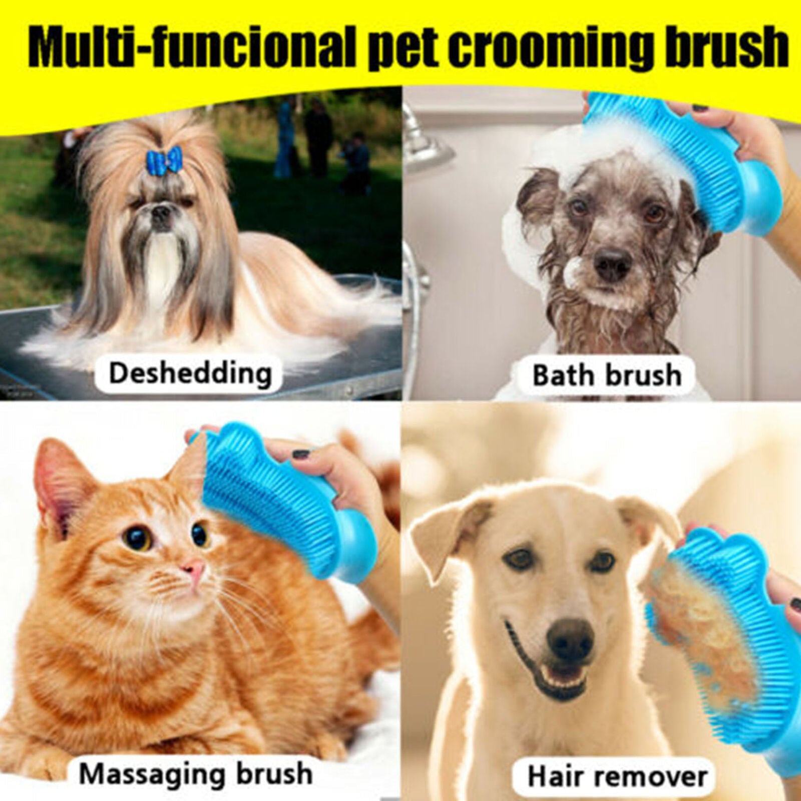 Pet Cat Dog Grooming Brush Cleaning Massage Comb Glove Tool for Small Large Dogs