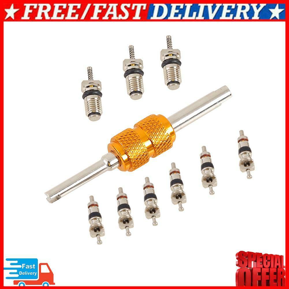 9pcs R134a Car A/C Air Conditioning Valve Cores with Remover Installer Tool
