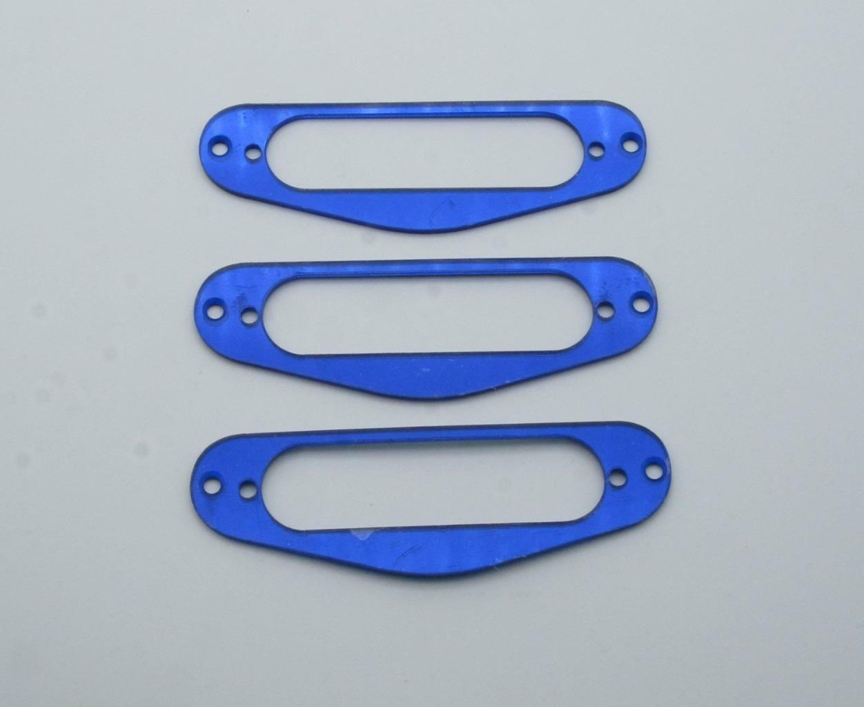 3x Blue Mirror Guitar Single Coil Pickup Surround Ring for ST Strat Sized Pickup