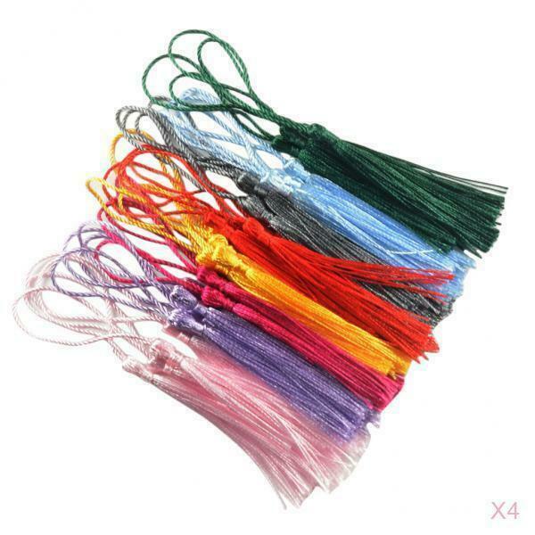 120Pcs Rainbow Mini bookmark Tassel Ribbon Fringe Trim DIY Sewing Craft 14cm
