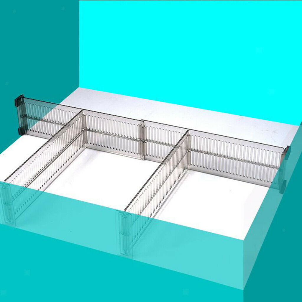 2x Plastic Drawer Divider Storage Partition Divider Adjustable DIY