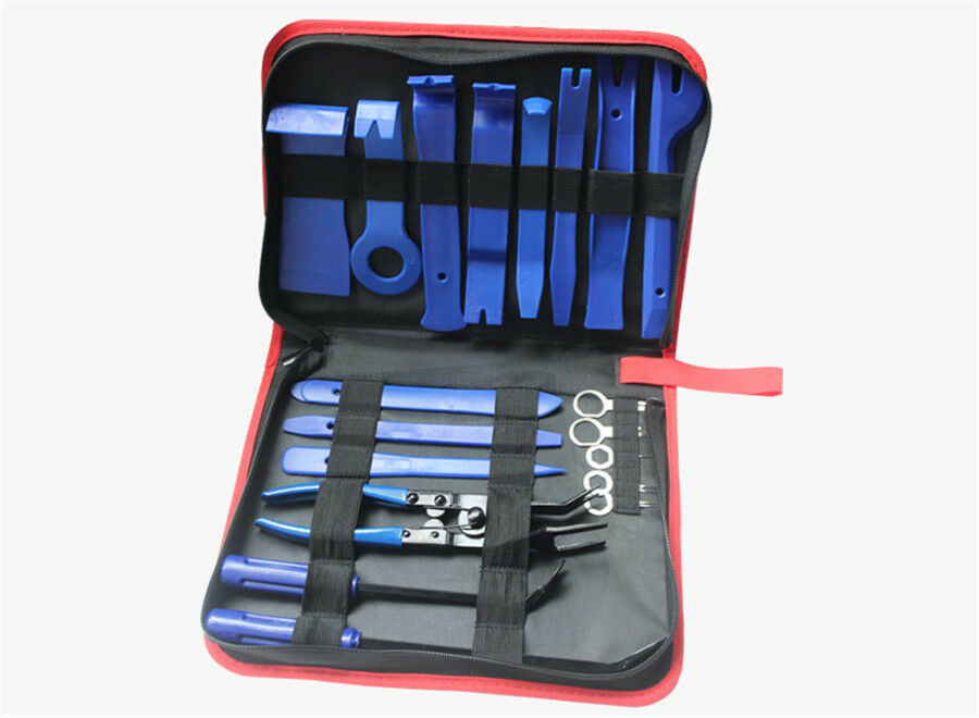 19Pcs Fastener Trim Panel Removal Tools Clip Plier Set Fastener Remover RED