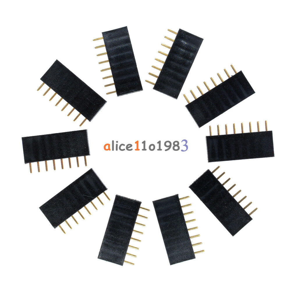 100PCS 1x8 Single Row 8 Pins PCB Socket Female Header 2.54mm