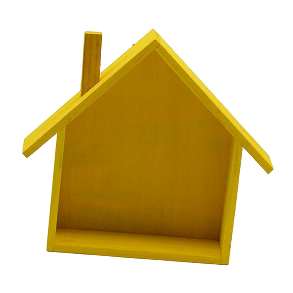 Wooden House Shaped Shelf Shelves Wood Children Bedroom Craft Decor Yellow