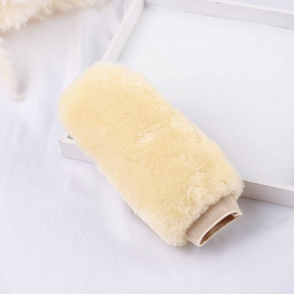 3Pcs Winter beige soft warm plush car steering wheel cover handbrake cover Qx