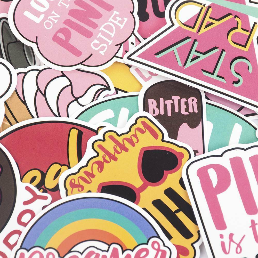 60Pcs/Pack Anime Pink Cute Stickers Decals Skateboard Car Luggage Laptop Vinyls