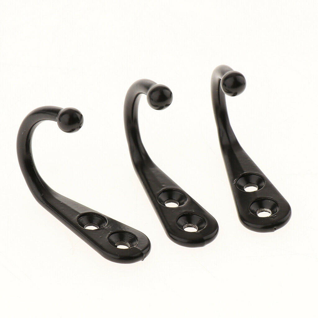 20 x Clothes Hat Coat Robe Hanging Metal Single Hook Wall Door Hanger Black
