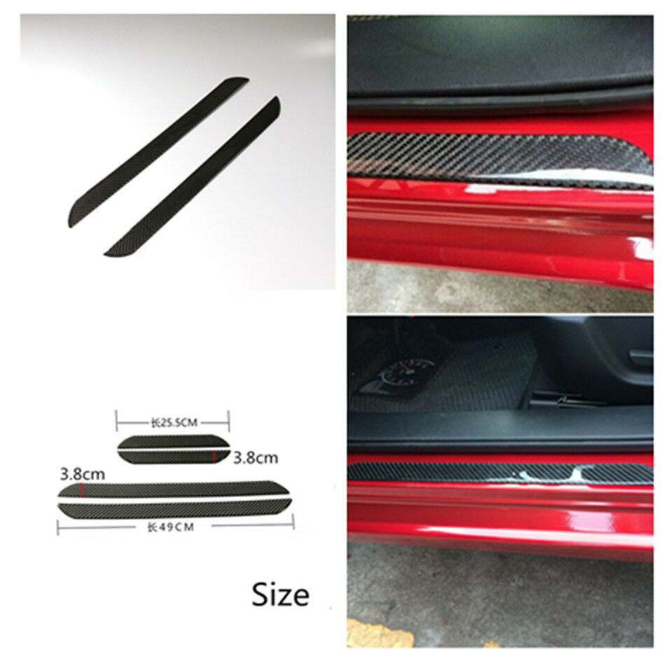 Real Carbon Fiber Door Sill Scuff Plates for Auto Car Door Panel Step Protector