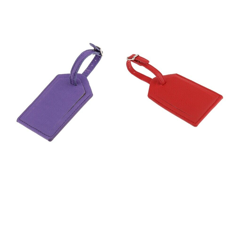 2 Pieces Fashionable PU Leather Travel  Luggage Tags name ID Address Holders,