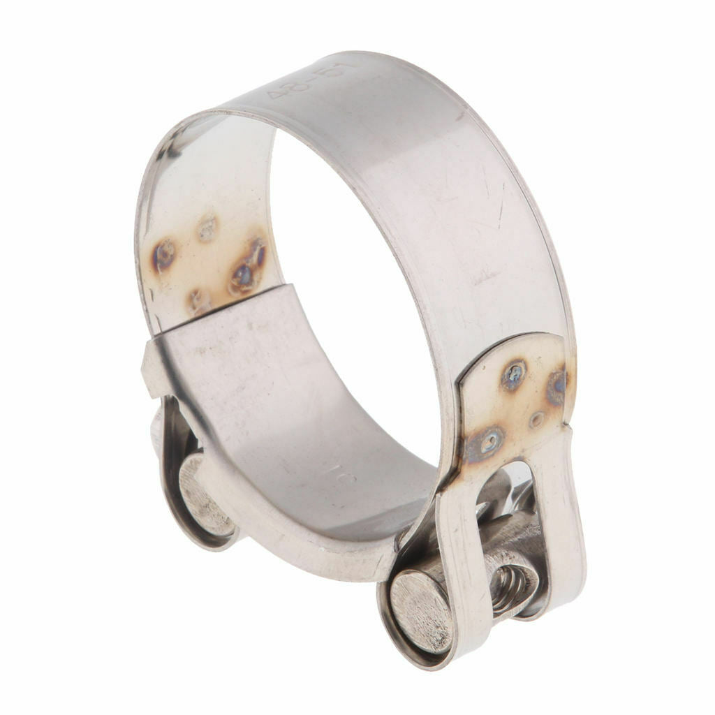 2pcs Stainless Steel Clamp Clip Ring Motorcycle Bike Exhaust Muffler 48-51mm