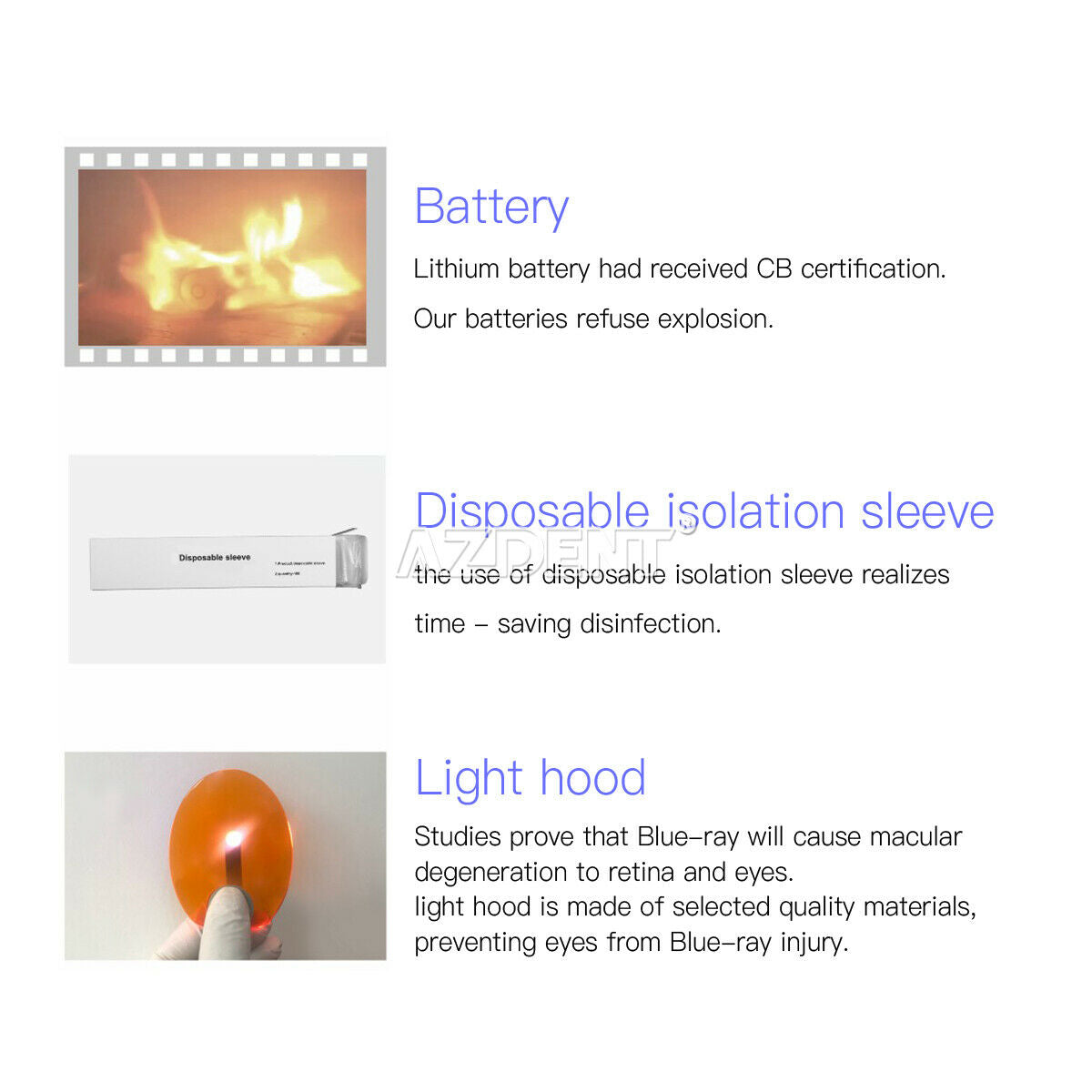 10X Dental Cordless iLed Curing Light Lamp 1 Second Cure 5W LED 2300mW/c㎡ Purple