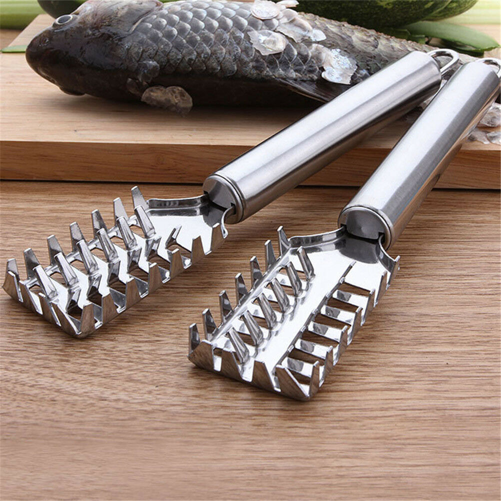 Stainless Steel Fish Scale Remover Cleaner Scaler Scraper Peeler Kitchen DD