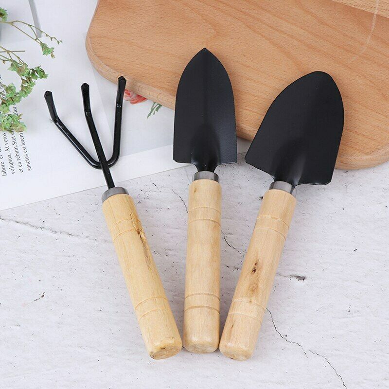 3 pcs Garden Tools Set Gardening Kit Hand Heavy Duty Rake Shovel Trowel Metal