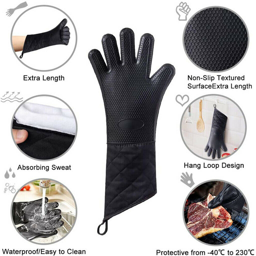 Kitchen Silicone Oven Mitts Waterproof Eco-friendly for kitchen Baking BBQ