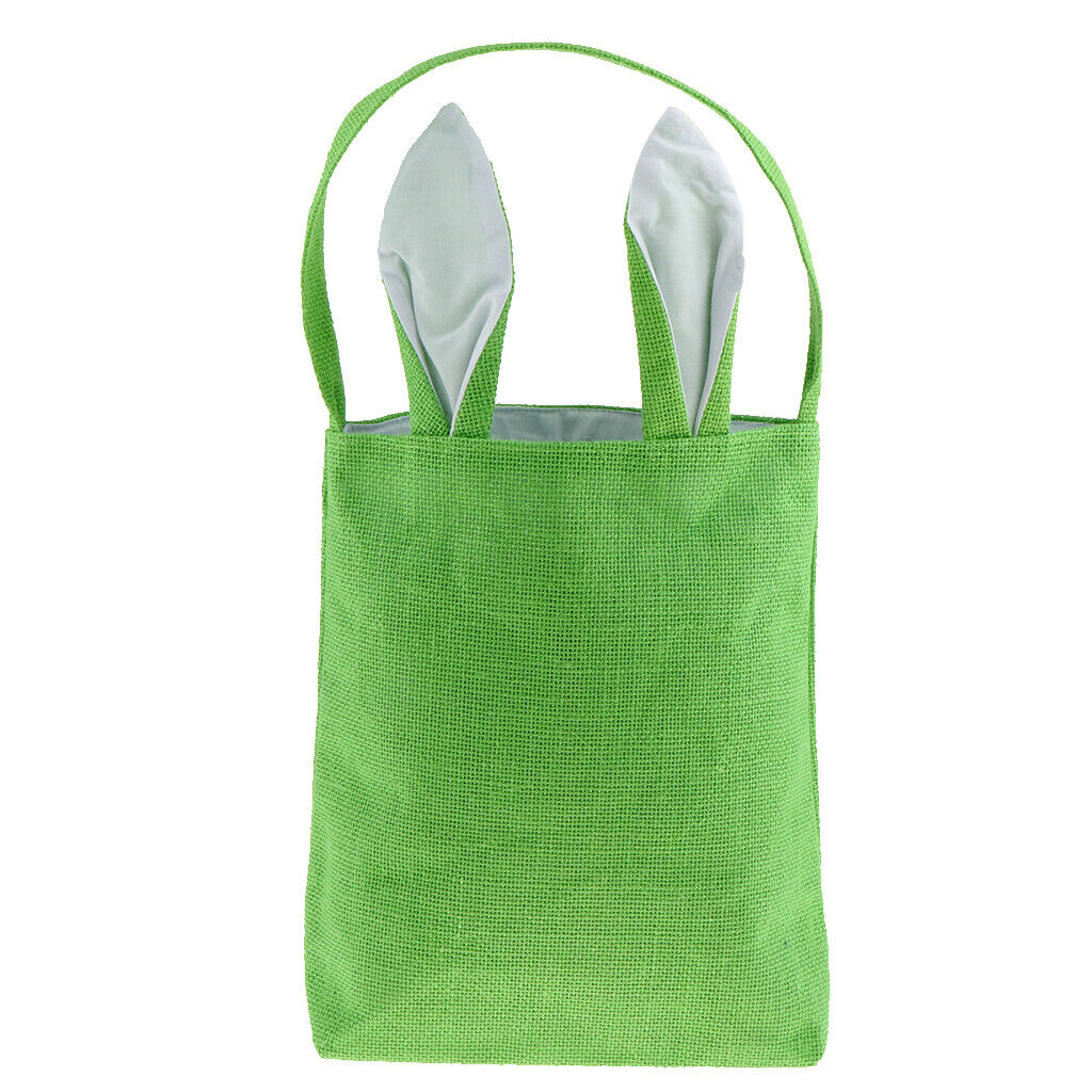 Bunny Ears Bag Jute Tote Hand Bag Carrying Eggs/Gifts for Easter/Party Green