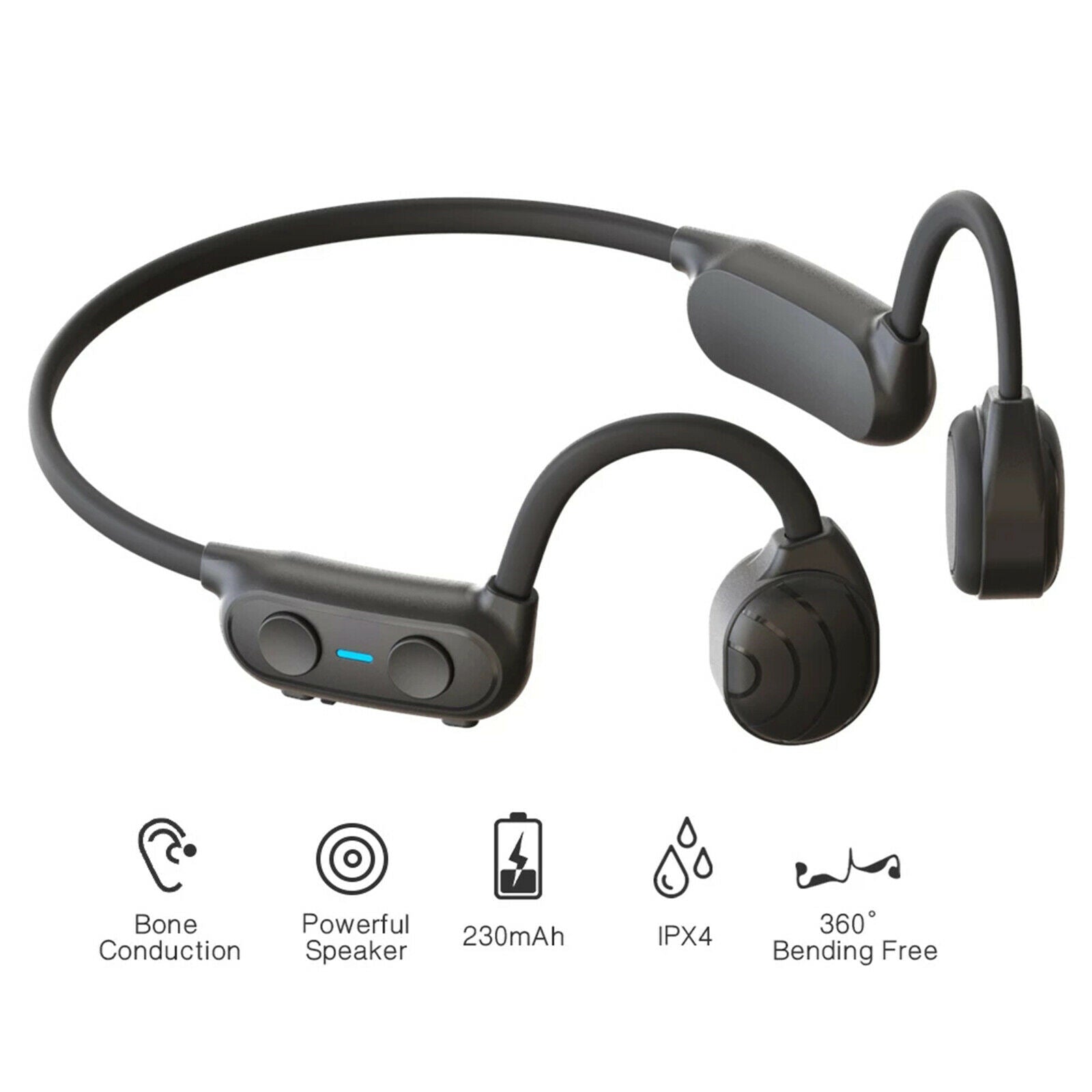 Bluetooth 5.0 Wireless Bone Conduction Headphones Sport Wireless Earphones
