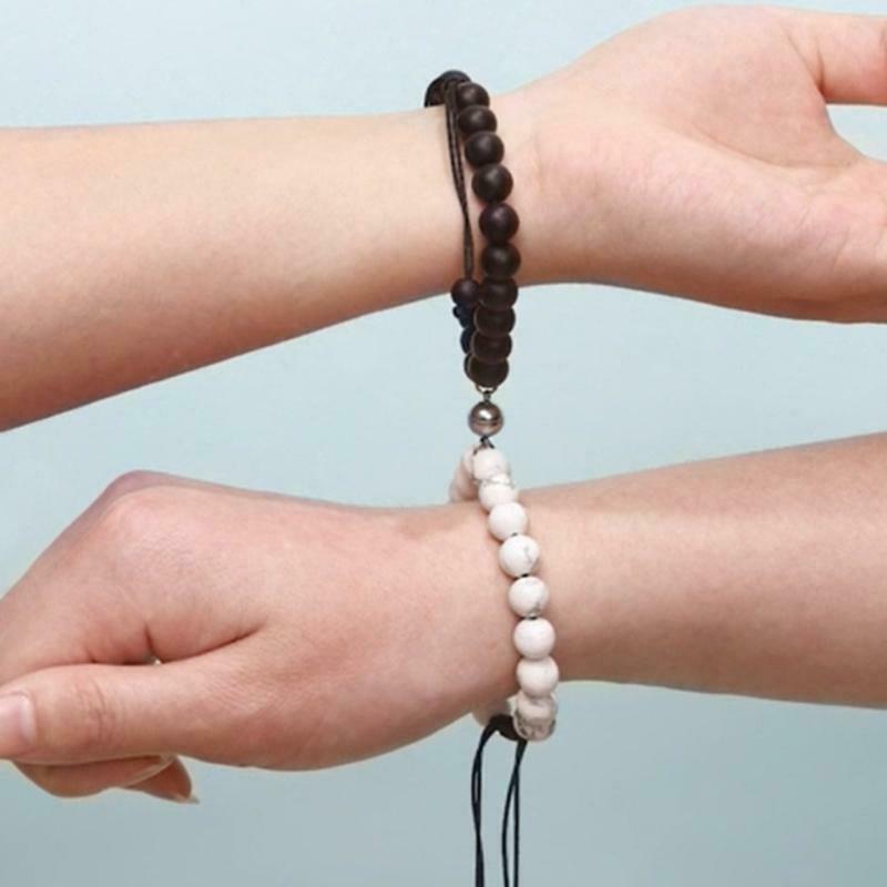 Black Matte Agate Bracelet Couple Bracelet Long Distance Energy Bead Bracelet