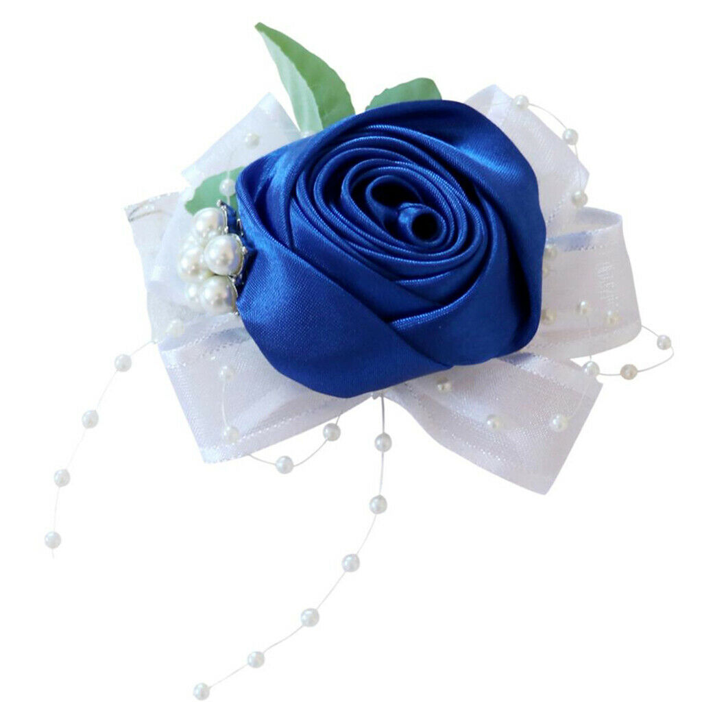 10pcs Romantic Pearls Wrist Corsage Rose Hand Flower Wedding Party Supplies Gift