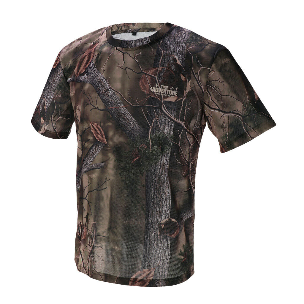 Men Short Sleeve T Shirt Hunting Bionic Camouflage Quick-dry Clothing XL