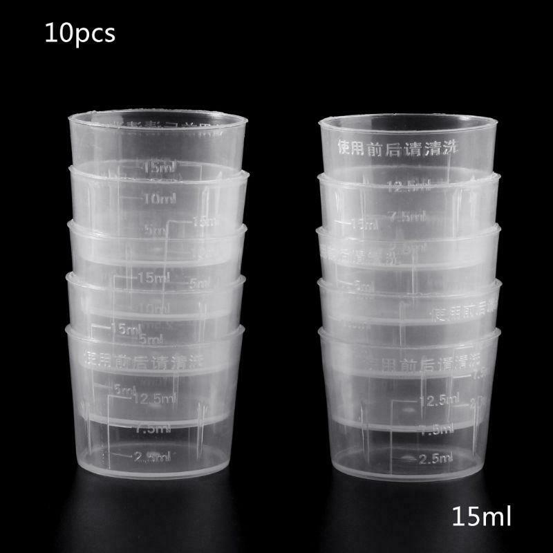10Pc 15ml Clear Plastic Measuring Cup Graduated Measure Beaker Measuring For Lab