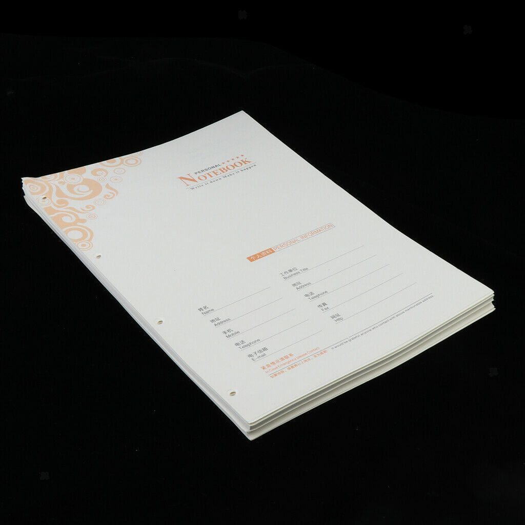 80 Sheets A4 Size Unlined Refill Lined Paper Inserts Loose Leaf Refiller Inserts