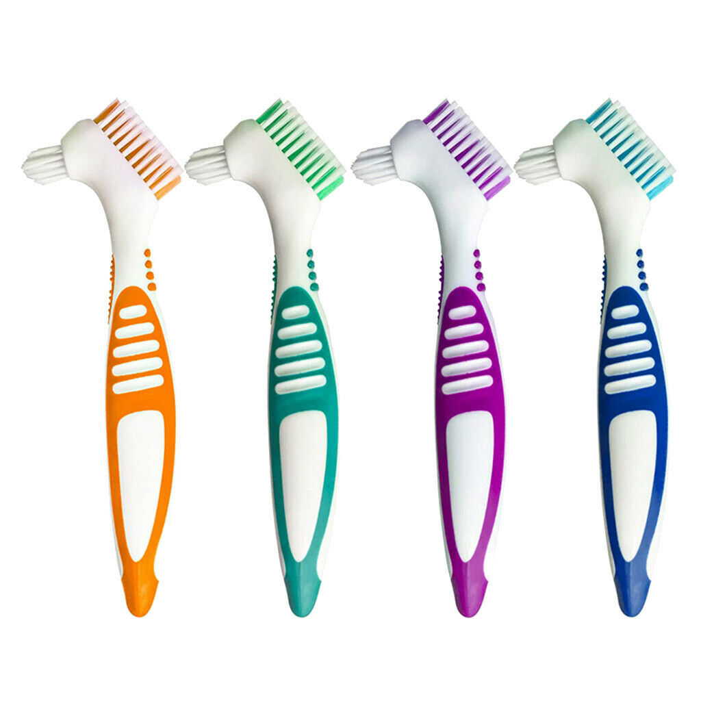 8Pcs Denture Brushes Set Bristles Y-Shape Dental Stains Remover Toothbrush