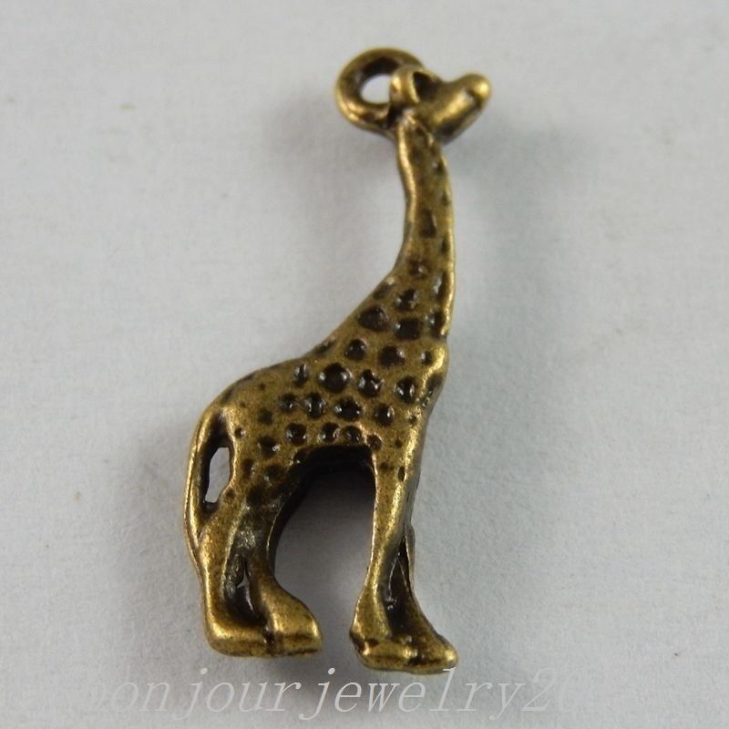 40 Retro Bronze Giraffe Animal Bracelet Charm Alloy Pendant Craft Jewelry 20*7mm