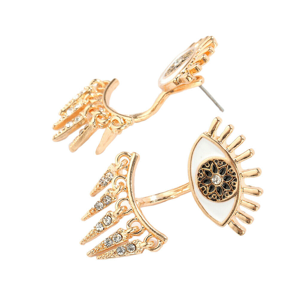 Crystal Rhinestone Golden Eyes Stud Earrings Personality Earrings for Gifts