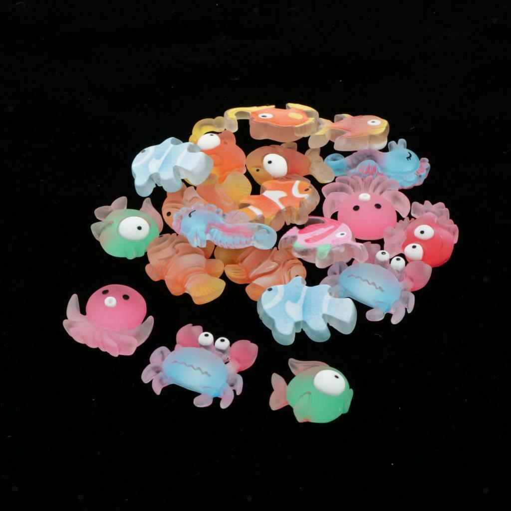 30Pcs Cartoon Fish Flatback Cabochons Crafts DIY Phone Case Embellishments