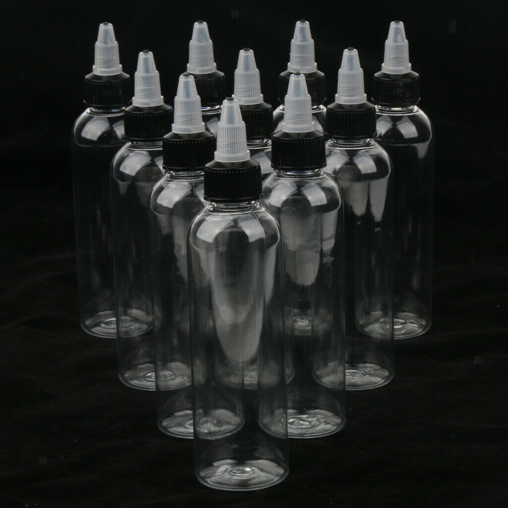Pack of 10 Plastic Squeeze Bottles With Twist   Nozzle Tip Painting Bottle