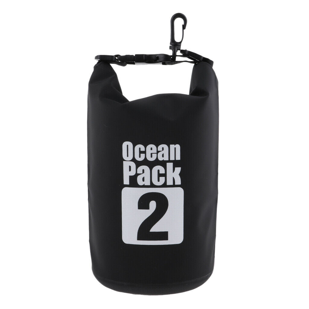2X 2L PVC Waterproof Dry Bag Sack for Canoe Boating Kayaking Floating Black