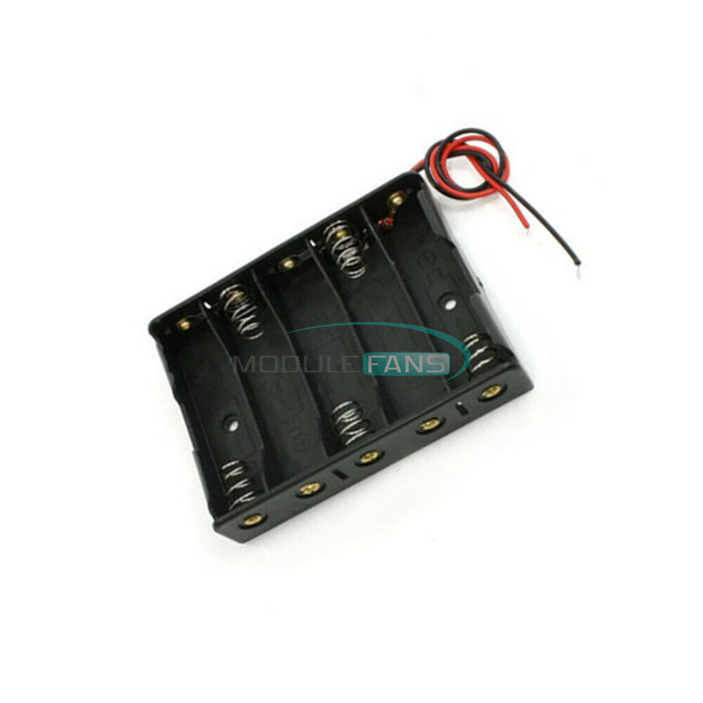 Battery Storage Case Box Holder For 5xAA 2A 7.5V Battery Wire Leads Plastic