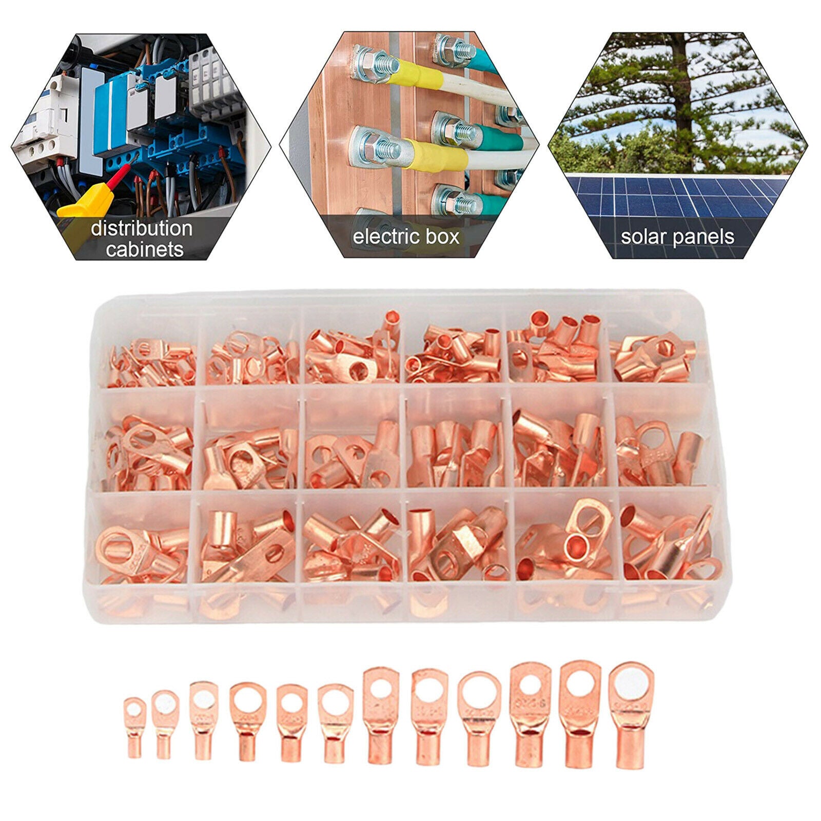 170x Copper Battery Cable Ends for Automotive Supplies AWG6 AWG8 AWG10 AWG12