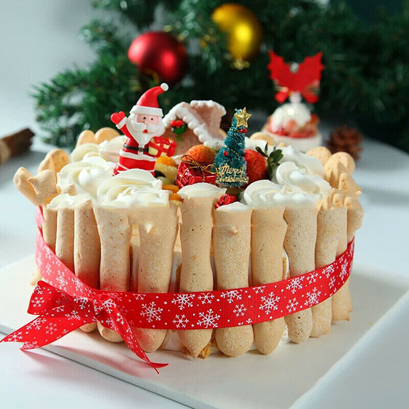 5pcs Merry Christmas Cake Toppers Xmas Tree Cupcake Picks Kids Birthday D.l8