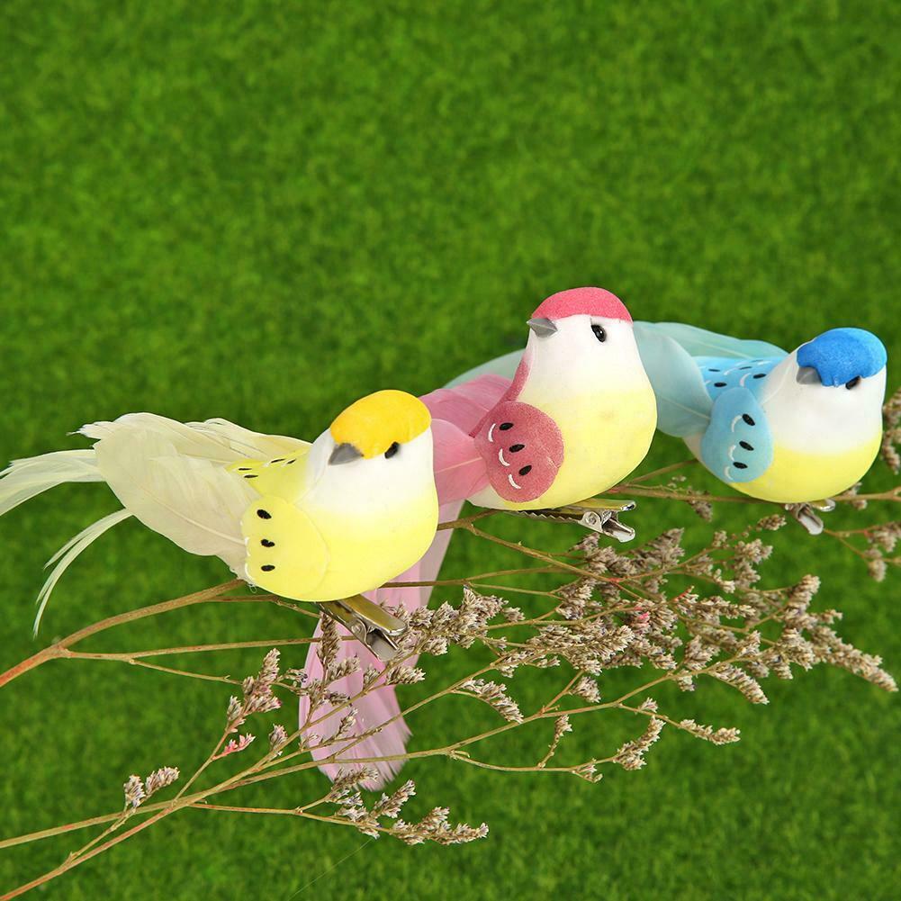 12pcs Artificial Simulation Foam Feather Birds Home Ornaments Crafts Decor @