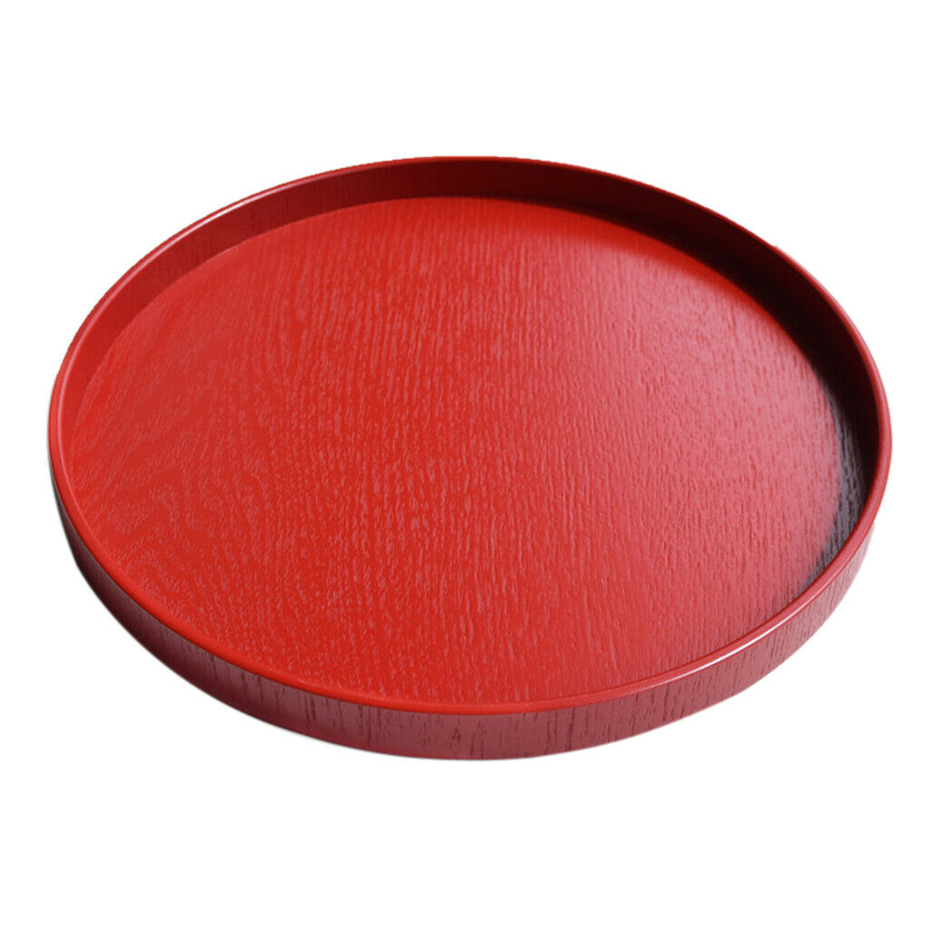 2x Wooden Serving Trays Salad Plate Red 21cm