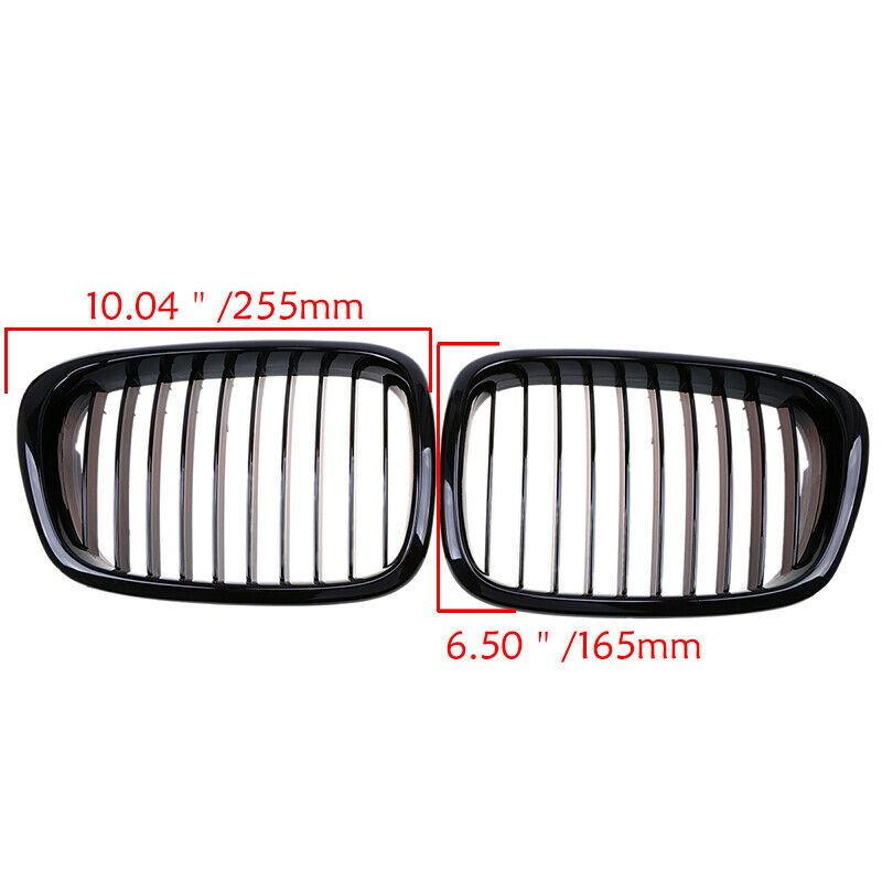 Pair Fit For BMW 5-Series E39 Sedan 1995-2003 Black Front Bumper Kidney Grilles