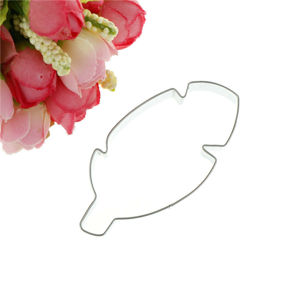 feather shaped stainless steel cutter biscuit cookie mold baking decor too.l8