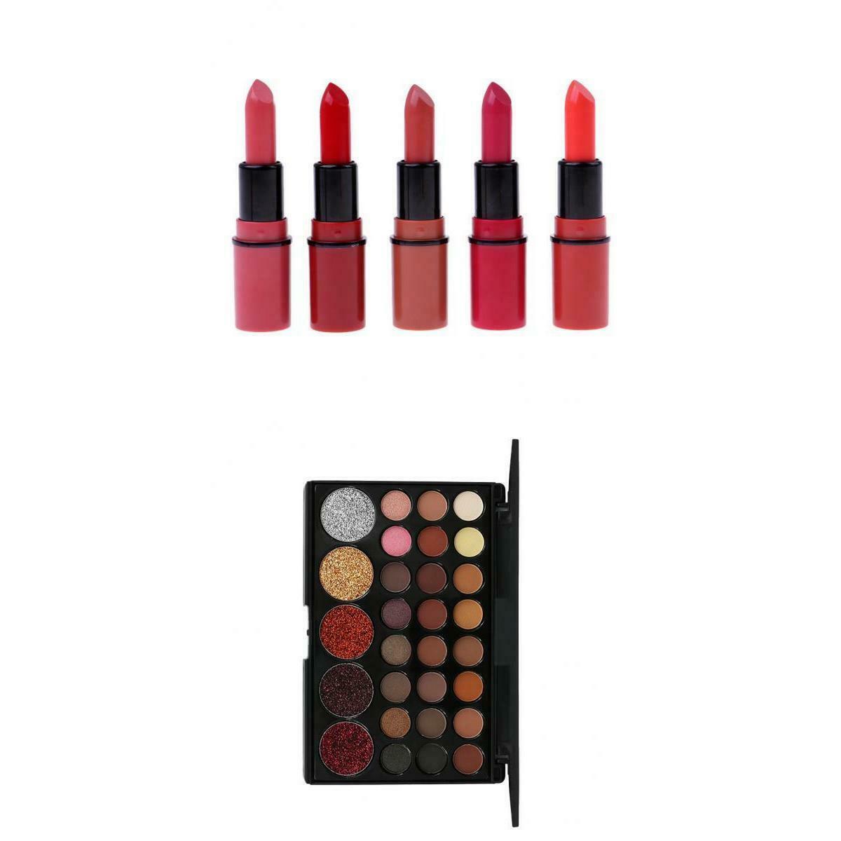 29 Colors Matte Shiny Sequins Eyshadow Makeup Palette & 5pcs Multi-color
